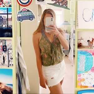 Green floral Hollister tank top